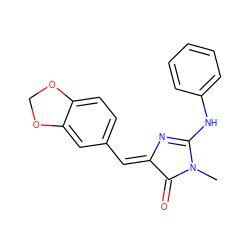 CN1C(=O)/C(=C/c2ccc3c(c2)OCO3)N=C1Nc1ccccc1 ZINC000072110296