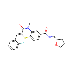 CN1C(=O)/C(=C/c2ccccc2F)Sc2ccc(C(=O)NC[C@@H]3CCCO3)cc21 ZINC000004932104