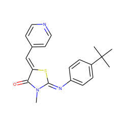 CN1C(=O)/C(=C/c2ccncc2)S/C1=N\c1ccc(C(C)(C)C)cc1 ZINC001772580776