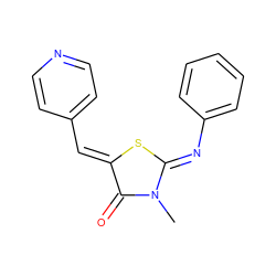 CN1C(=O)/C(=C/c2ccncc2)S/C1=N\c1ccccc1 ZINC000101948865