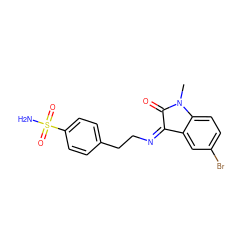 CN1C(=O)/C(=N\CCc2ccc(S(N)(=O)=O)cc2)c2cc(Br)ccc21 ZINC001772584628