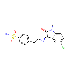 CN1C(=O)/C(=N\CCc2ccc(S(N)(=O)=O)cc2)c2cc(Cl)ccc21 ZINC001772619837