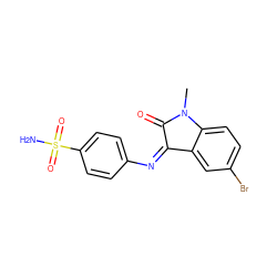 CN1C(=O)/C(=N\c2ccc(S(N)(=O)=O)cc2)c2cc(Br)ccc21 ZINC000653722874