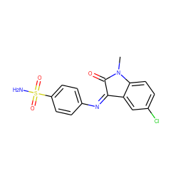 CN1C(=O)/C(=N\c2ccc(S(N)(=O)=O)cc2)c2cc(Cl)ccc21 ZINC000653722928