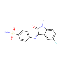 CN1C(=O)/C(=N\c2ccc(S(N)(=O)=O)cc2)c2cc(F)ccc21 ZINC000653732479