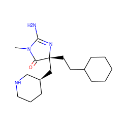 CN1C(=O)[C@@](CCC2CCCCC2)(C[C@H]2CCCNC2)N=C1N ZINC000201962449