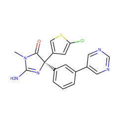 CN1C(=O)[C@@](c2cccc(-c3cncnc3)c2)(c2csc(Cl)c2)N=C1N ZINC000072183502