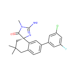 CN1C(=O)[C@@]2(CC(C)(C)Cc3ccc(-c4cc(F)cc(Cl)c4)cc32)N=C1N ZINC000095601413