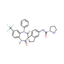 CN1C(=O)[C@@]2(CCc3cc(NC(=O)[C@@H]4CCCN4)ccc32)C(=O)N(c2ccccc2)c2cc(C(F)(F)F)ccc21 ZINC000096929187