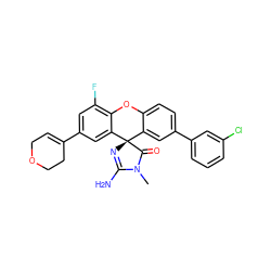 CN1C(=O)[C@@]2(N=C1N)c1cc(-c3cccc(Cl)c3)ccc1Oc1c(F)cc(C3=CCOCC3)cc12 ZINC000261125683