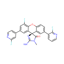 CN1C(=O)[C@@]2(N=C1N)c1cc(-c3cccnc3F)ccc1Oc1c(F)cc(-c3ccnc(F)c3)cc12 ZINC000169347351