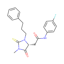 CN1C(=O)[C@@H](CC(=O)Nc2ccc(F)cc2)N(CCCc2ccccc2)C1=S ZINC000001185216