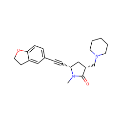 CN1C(=O)[C@@H](CN2CCCCC2)C[C@H]1C#Cc1ccc2c(c1)CCO2 ZINC000040845864