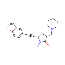 CN1C(=O)[C@@H](CN2CCCCC2)C[C@H]1C#Cc1ccc2occc2c1 ZINC000038208268