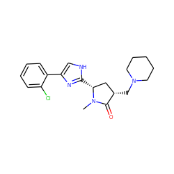 CN1C(=O)[C@@H](CN2CCCCC2)C[C@H]1c1nc(-c2ccccc2Cl)c[nH]1 ZINC000040828897