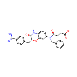 CN1C(=O)[C@@H](Cc2ccc(C(=N)N)cc2)Oc2cc(N(Cc3ccccc3)C(=O)CCC(=O)O)ccc21 ZINC000040394909