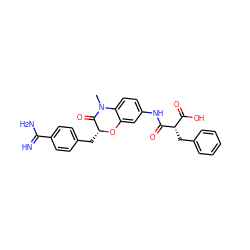 CN1C(=O)[C@@H](Cc2ccc(C(=N)N)cc2)Oc2cc(NC(=O)[C@@H](Cc3ccccc3)C(=O)O)ccc21 ZINC000040395457