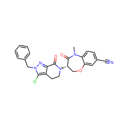 CN1C(=O)[C@@H](N2CCc3c(nn(Cc4ccccc4)c3Cl)C2=O)COc2cc(C#N)ccc21 ZINC001772635622