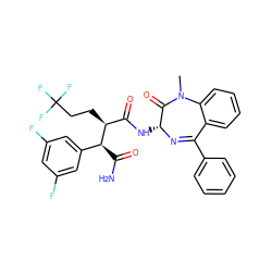 CN1C(=O)[C@@H](NC(=O)[C@H](CCC(F)(F)F)[C@@H](C(N)=O)c2cc(F)cc(F)c2)N=C(c2ccccc2)c2ccccc21 ZINC000299868983