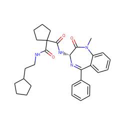 CN1C(=O)[C@@H](NC(=O)C2(C(=O)NCCC3CCCC3)CCCC2)N=C(c2ccccc2)c2ccccc21 ZINC000028822930