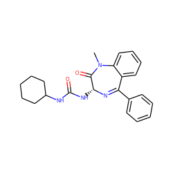 CN1C(=O)[C@@H](NC(=O)NC2CCCCC2)N=C(c2ccccc2)c2ccccc21 ZINC000013732758