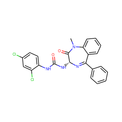 CN1C(=O)[C@@H](NC(=O)Nc2ccc(Cl)cc2Cl)N=C(c2ccccc2)c2ccccc21 ZINC000013732799