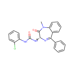 CN1C(=O)[C@@H](NC(=O)Nc2ccccc2Cl)N=C(c2ccccc2)c2ccccc21 ZINC000013732792