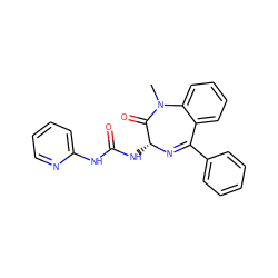 CN1C(=O)[C@@H](NC(=O)Nc2ccccn2)N=C(c2ccccc2)c2ccccc21 ZINC000013733023