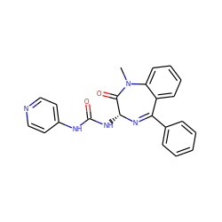 CN1C(=O)[C@@H](NC(=O)Nc2ccncc2)N=C(c2ccccc2)c2ccccc21 ZINC000013733011