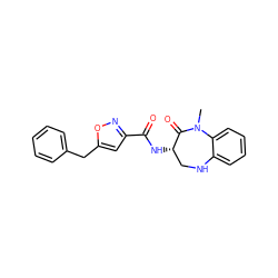 CN1C(=O)[C@@H](NC(=O)c2cc(Cc3ccccc3)on2)CNc2ccccc21 ZINC000653721459