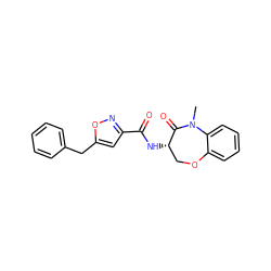 CN1C(=O)[C@@H](NC(=O)c2cc(Cc3ccccc3)on2)COc2ccccc21 ZINC000221454462