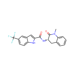 CN1C(=O)[C@@H](NC(=O)c2cc3cc(C(F)(F)F)ccc3[nH]2)Cc2ccccc21 ZINC000013587905