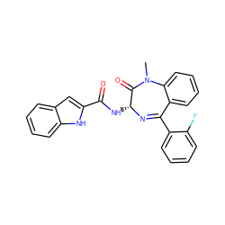 CN1C(=O)[C@@H](NC(=O)c2cc3ccccc3[nH]2)N=C(c2ccccc2F)c2ccccc21 ZINC000013601706