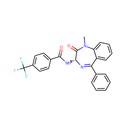 CN1C(=O)[C@@H](NC(=O)c2ccc(C(F)(F)F)cc2)N=C(c2ccccc2)c2ccccc21 ZINC000013601686