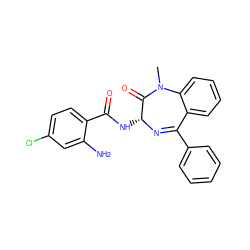 CN1C(=O)[C@@H](NC(=O)c2ccc(Cl)cc2N)N=C(c2ccccc2)c2ccccc21 ZINC000013601681