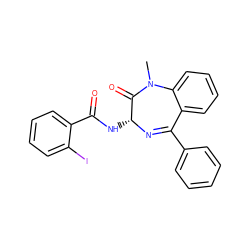 CN1C(=O)[C@@H](NC(=O)c2ccccc2I)N=C(c2ccccc2)c2ccccc21 ZINC000013601696