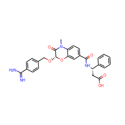 CN1C(=O)[C@@H](OCc2ccc(C(=N)N)cc2)Oc2cc(C(=O)N[C@@H](CC(=O)O)c3ccccc3)ccc21 ZINC000013643190