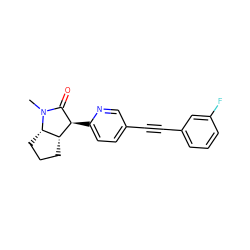 CN1C(=O)[C@@H](c2ccc(C#Cc3cccc(F)c3)cn2)[C@@H]2CCC[C@@H]21 ZINC000204406697