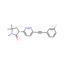 CN1C(=O)[C@@H](c2ccc(C#Cc3cccc(F)c3)nn2)CC1(C)C ZINC000204404892