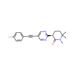 CN1C(=O)[C@@H](c2ncc(C#Cc3ccc(F)cc3)cn2)CCC1(C)C ZINC000208562105