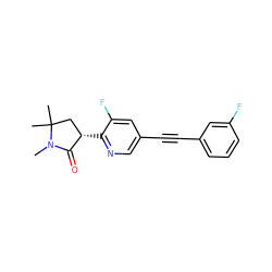 CN1C(=O)[C@@H](c2ncc(C#Cc3cccc(F)c3)cc2F)CC1(C)C ZINC000204405590