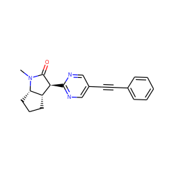 CN1C(=O)[C@@H](c2ncc(C#Cc3ccccc3)cn2)[C@@H]2CCC[C@@H]21 ZINC000204410712