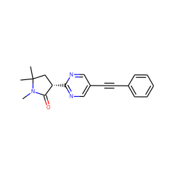 CN1C(=O)[C@@H](c2ncc(C#Cc3ccccc3)cn2)CC1(C)C ZINC000204405906