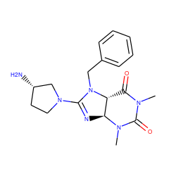 CN1C(=O)[C@@H]2[C@H](N=C(N3CC[C@H](N)C3)N2Cc2ccccc2)N(C)C1=O ZINC000036350318