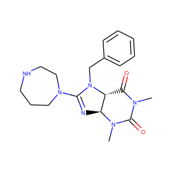 CN1C(=O)[C@@H]2[C@H](N=C(N3CCCNCC3)N2Cc2ccccc2)N(C)C1=O ZINC000036350334