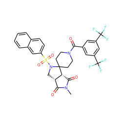 CN1C(=O)[C@@H]2CN(S(=O)(=O)c3ccc4ccccc4c3)C3(CCN(C(=O)c4cc(C(F)(F)F)cc(C(F)(F)F)c4)CC3)[C@@H]2C1=O ZINC000026833309