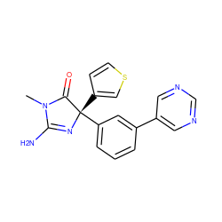 CN1C(=O)[C@](c2ccsc2)(c2cccc(-c3cncnc3)c2)N=C1N ZINC000072177499