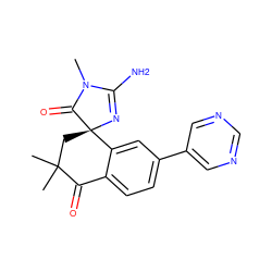 CN1C(=O)[C@]2(CC(C)(C)C(=O)c3ccc(-c4cncnc4)cc32)N=C1N ZINC000095601031