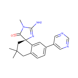 CN1C(=O)[C@]2(CC(C)(C)Cc3ccc(-c4cncnc4)cc32)N=C1N ZINC000095603140