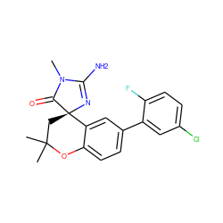 CN1C(=O)[C@]2(CC(C)(C)Oc3ccc(-c4cc(Cl)ccc4F)cc32)N=C1N ZINC000095603519